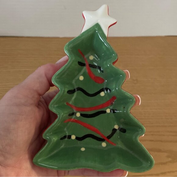 Ceramic Christmas Tree and Gingerbread Man Dishes Candy Serving Trinket Holiday - Picture 4 of 8